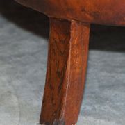 Victorian Chesterfield leather canapé with oak lion claw feet.