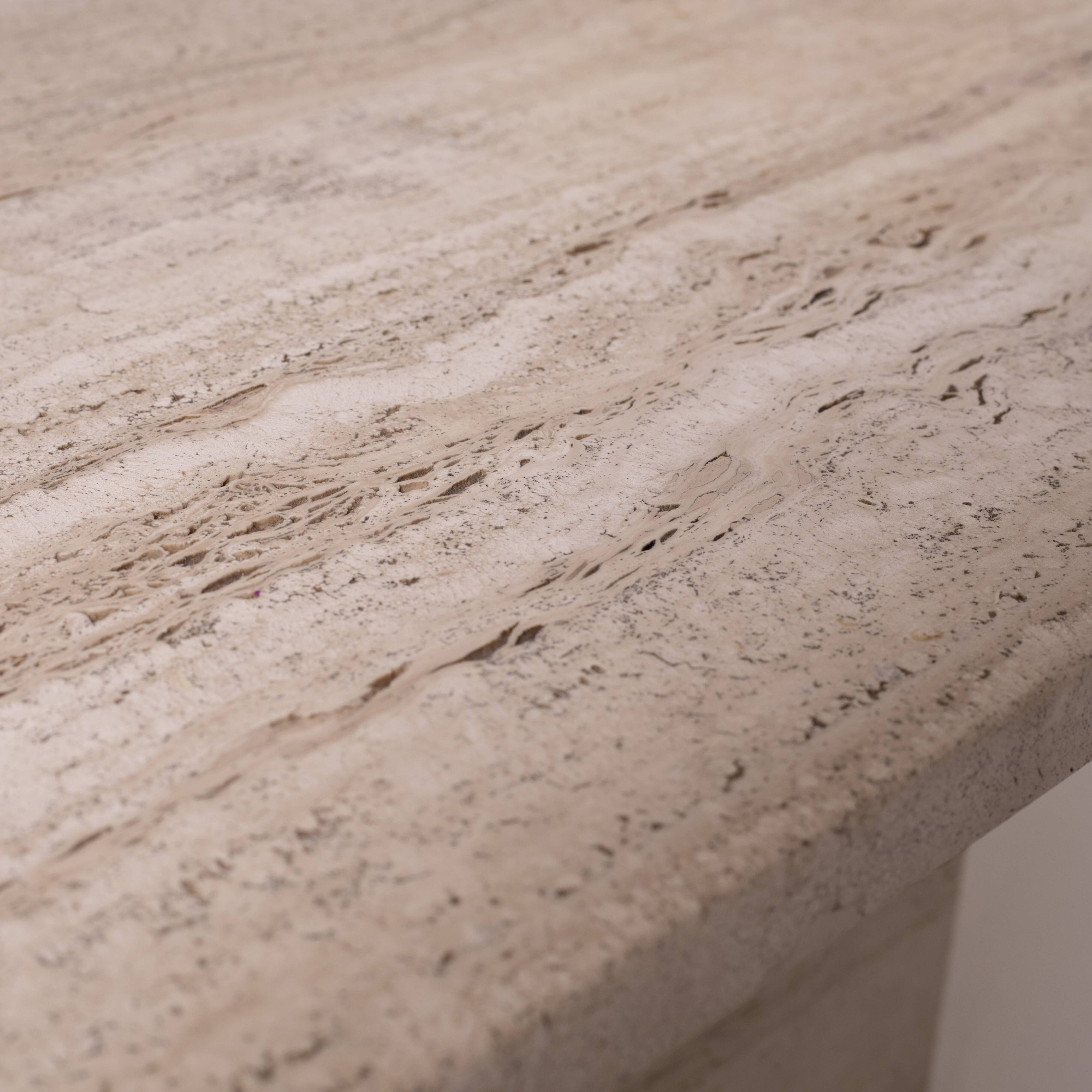 Postmodern travertine stone coffe table, Italy, 1980s