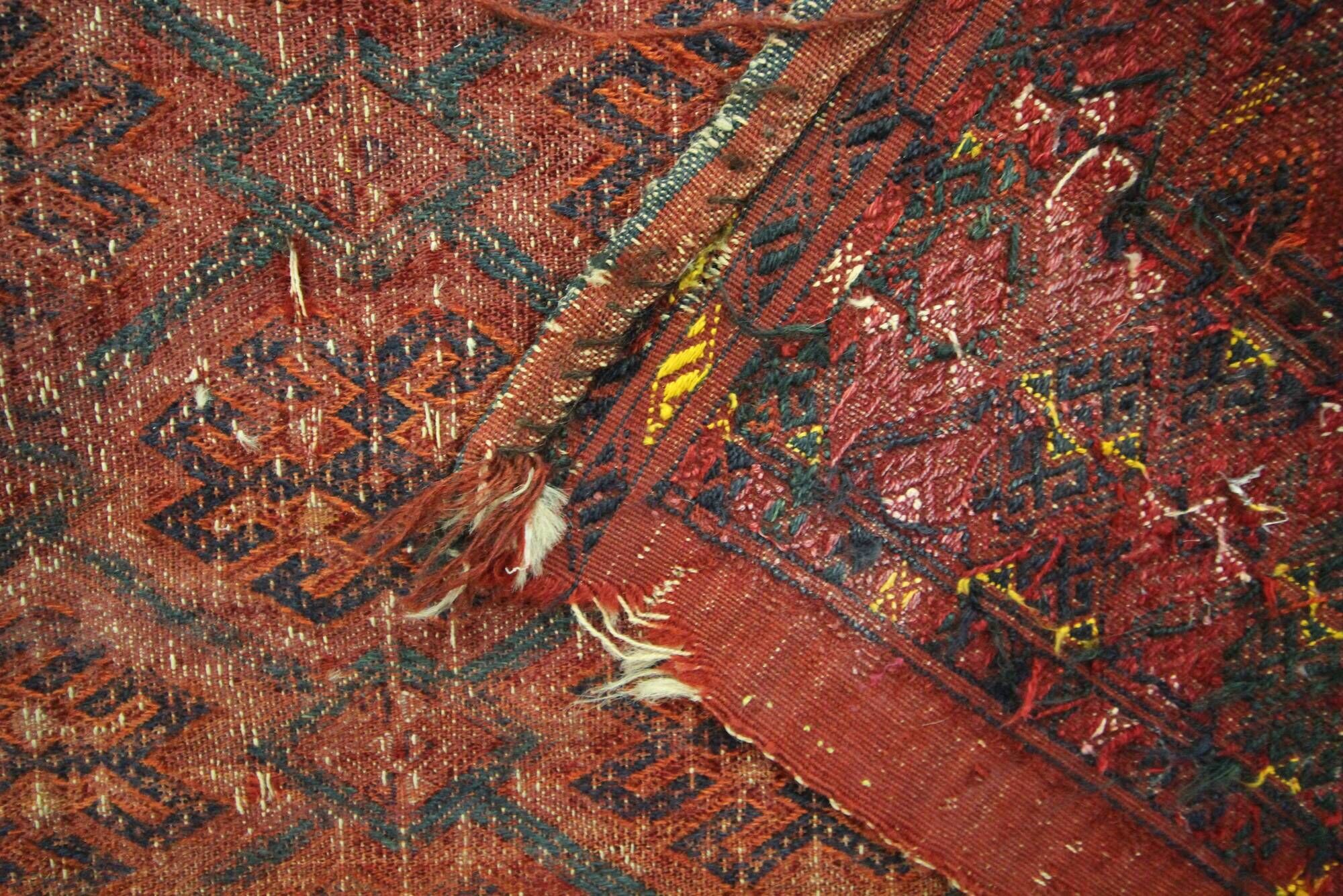 Collectable handmade antique khorassan bashir area rug- 41x129cm