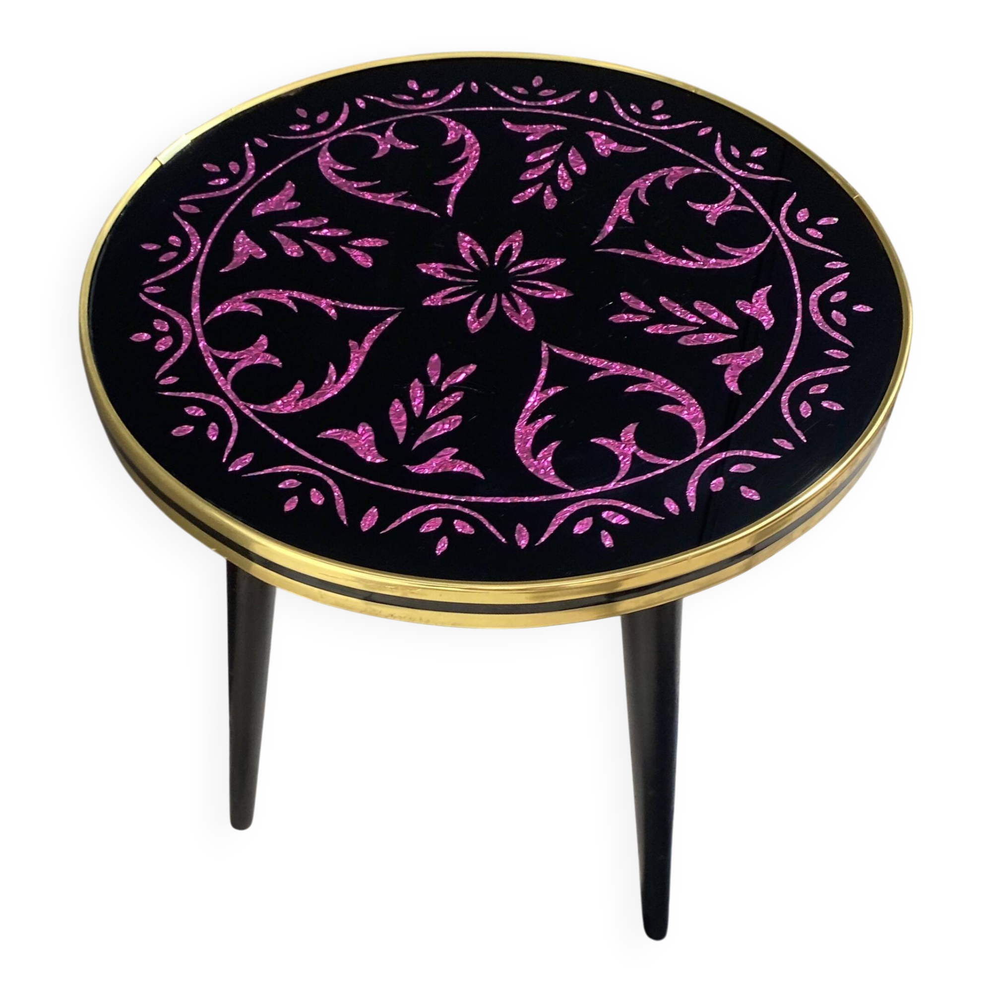 Petite table de plante en verre rond des années 1960