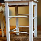 Workshop stool in vintage patinated solid wood