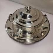 Tureen and round trivet in Christofle silver metal