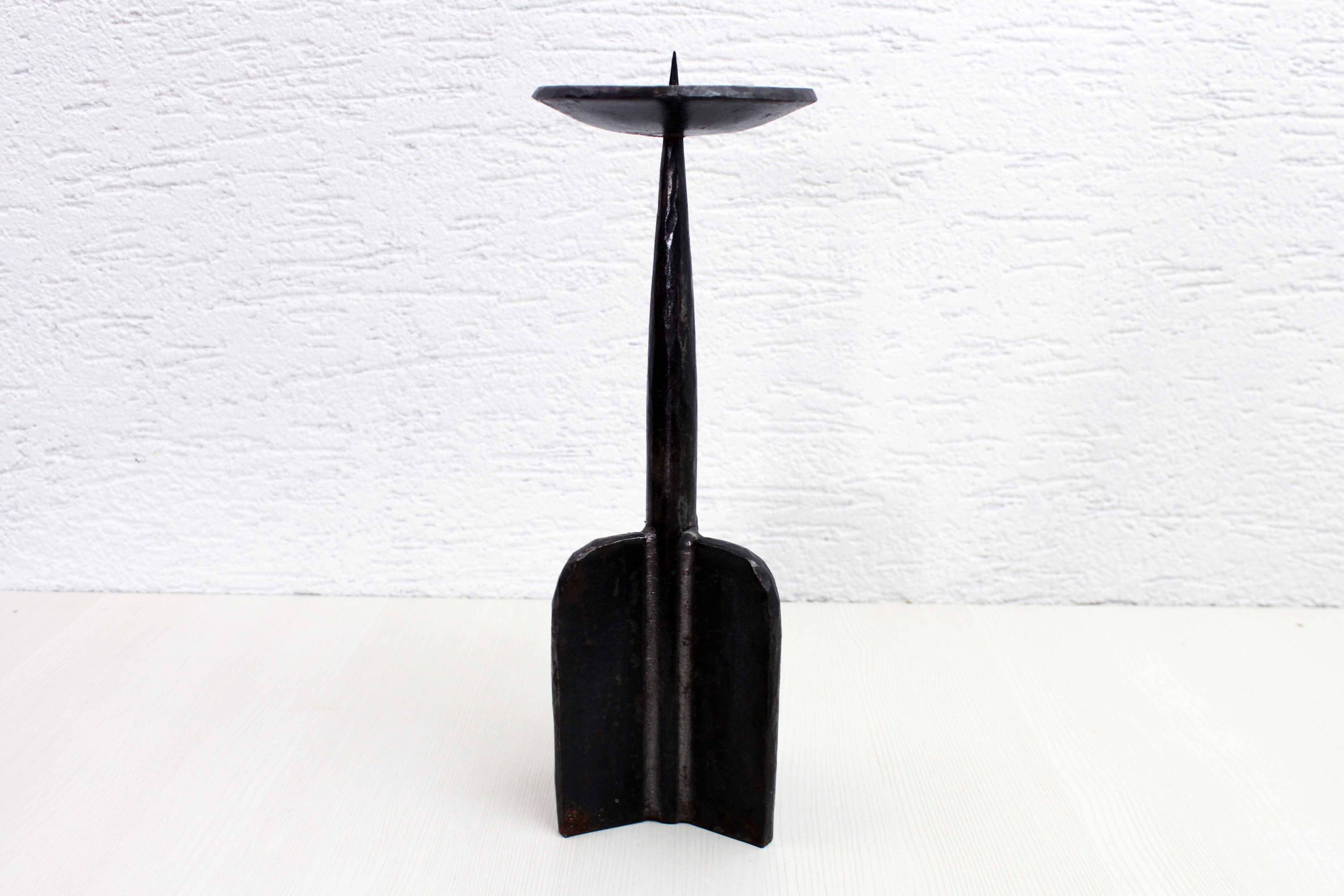 Brutalist metal candle holder