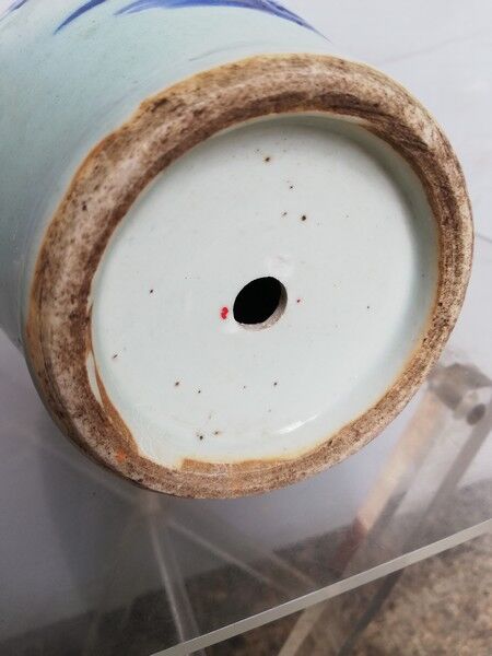 Vase celadon enamel white and blue chinese porcelain 19th