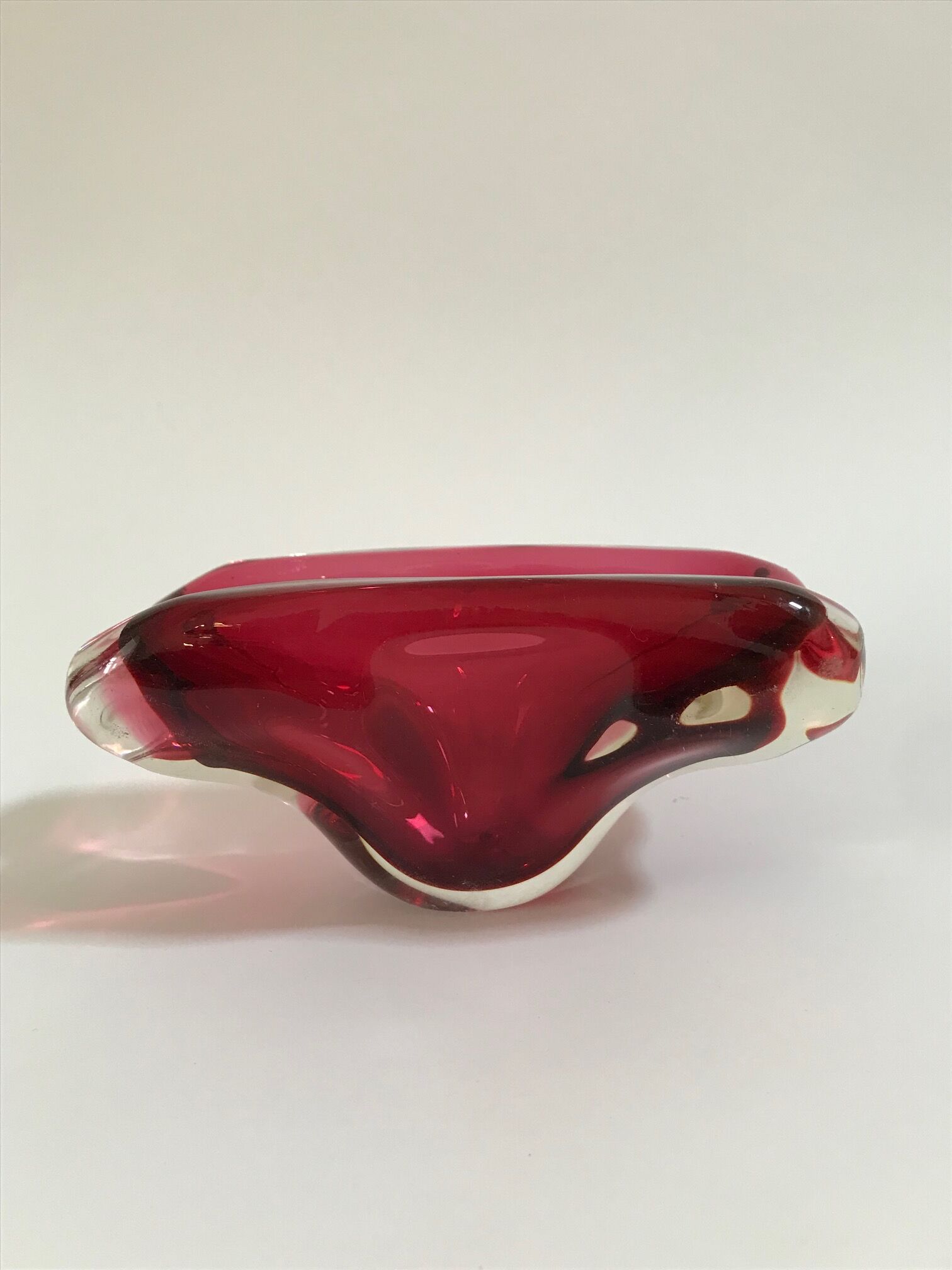 Murano pink lined glass ashtray, 1960