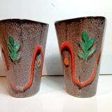 Pair of corn-shaped vases Poet-Laval Height 20 cm model V81