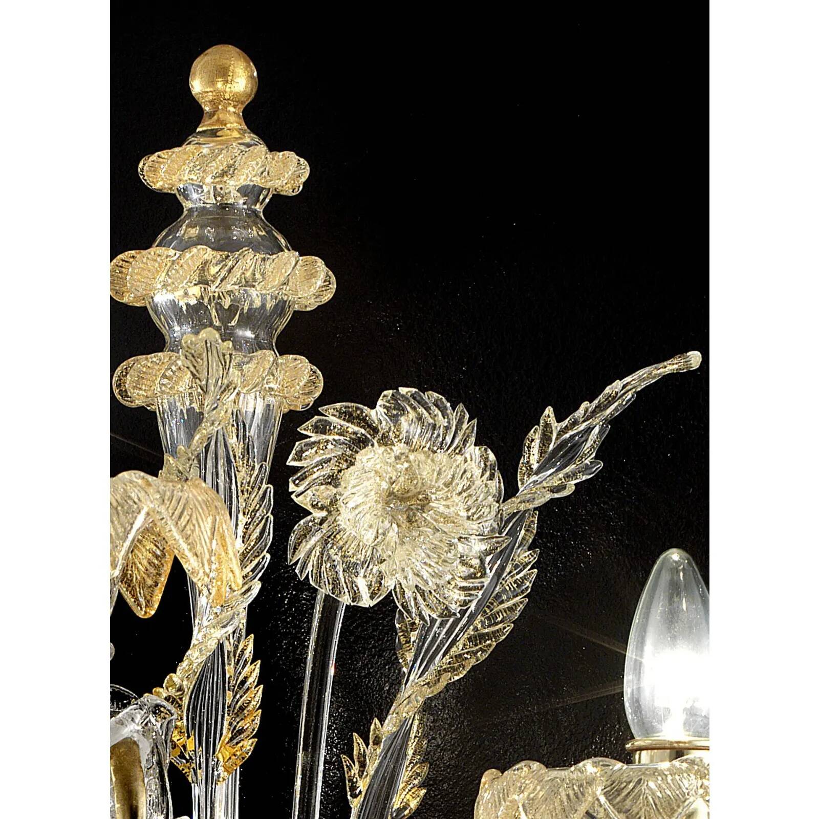 Verre de Murano italien Ca’ Rezzonico – Design floral en or fait à la main