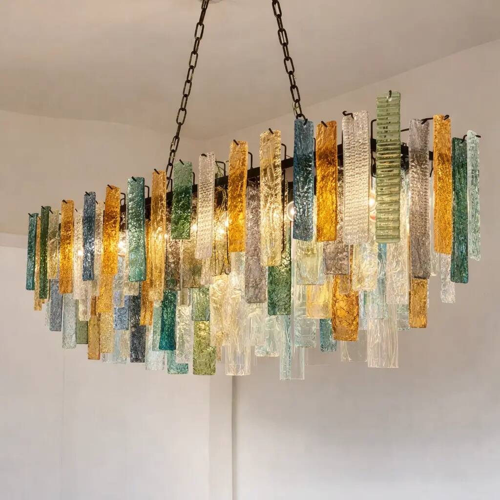 Luxury Italian Rectangular Listelli Murano Glass Chandelier – By Simoeng