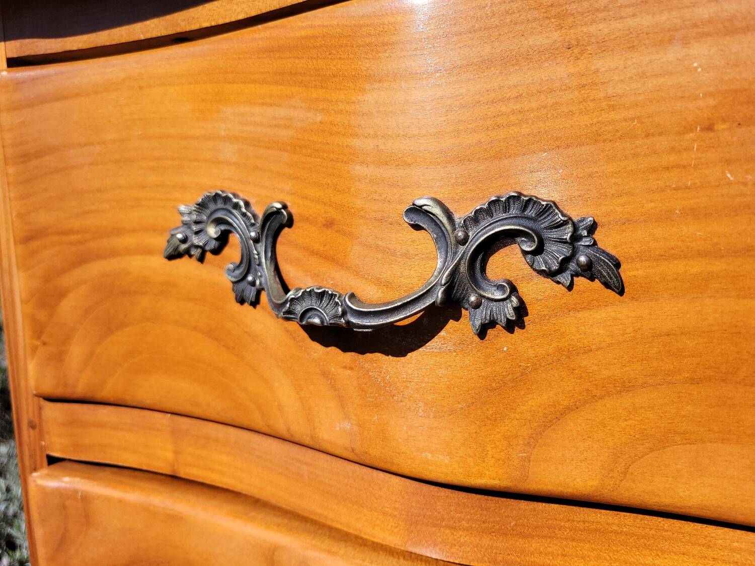 Louis XV style crossbow commode in cherry wood