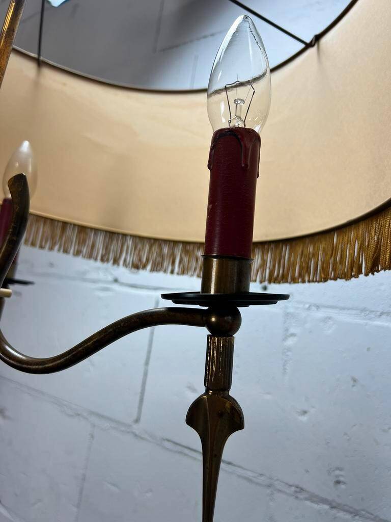 Vintage "gold" floor lamp with fringes b 55 h 160