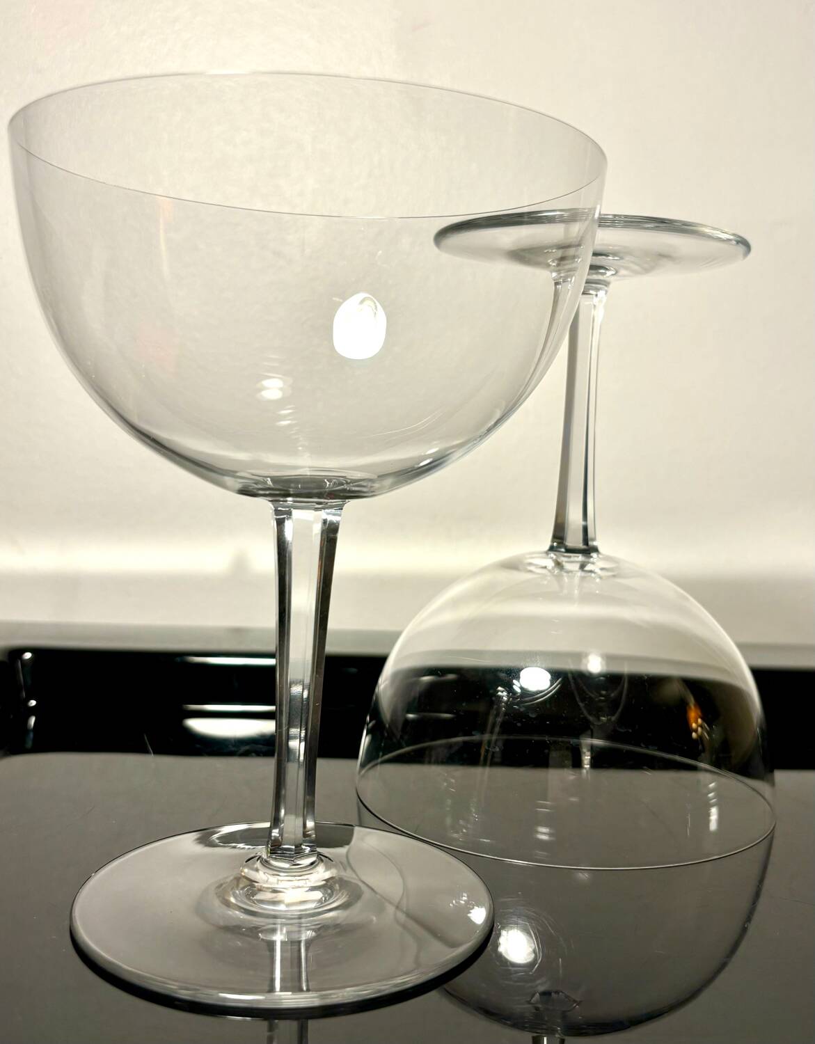Two giant champagne tasting glasses Baccarat