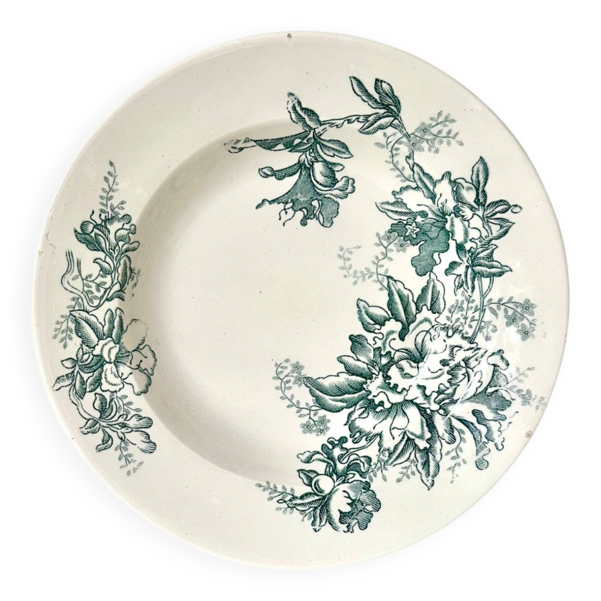 Set of nine deep plates in Givors earthenware, "Floreal" model.