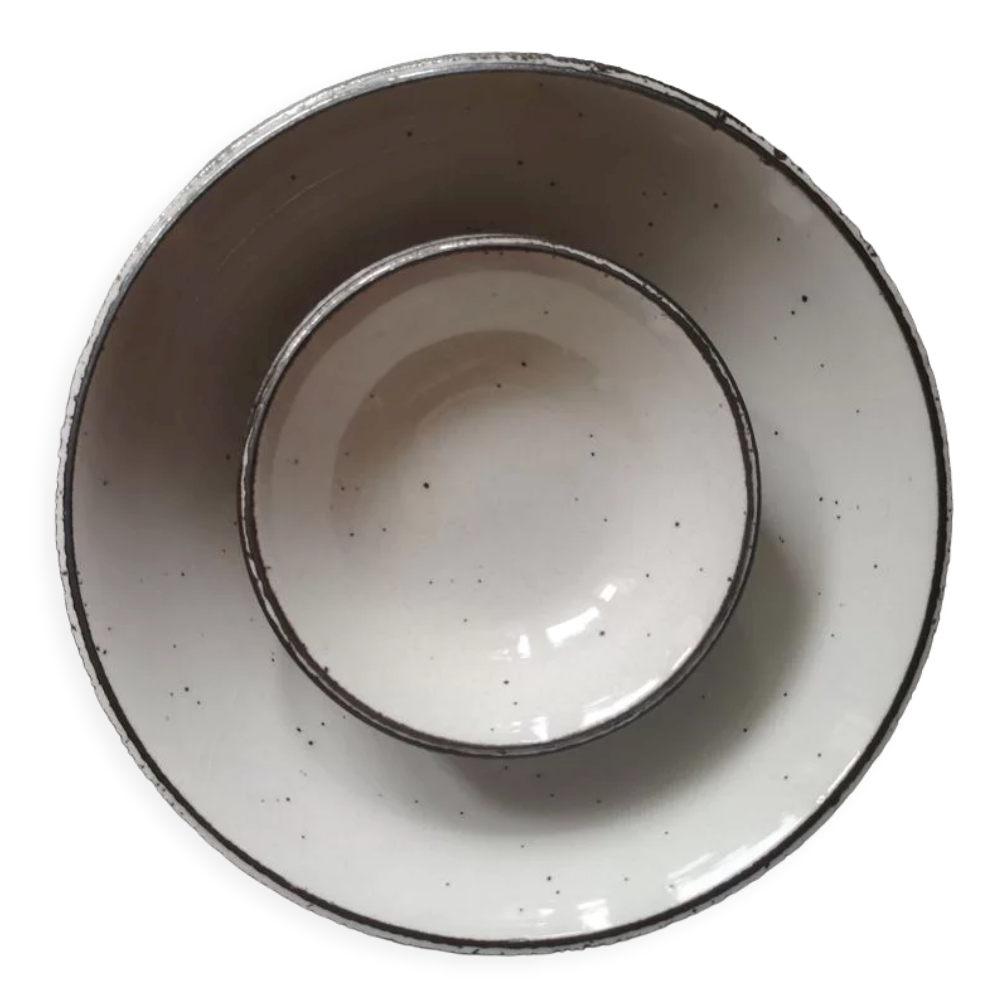 English speckled ceramic dessert set (main course and ramekins) Johnson Brothers - 1970s