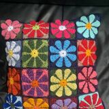 Grannys squares vintage 70 cushion