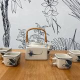 White and blue porcelain tea set