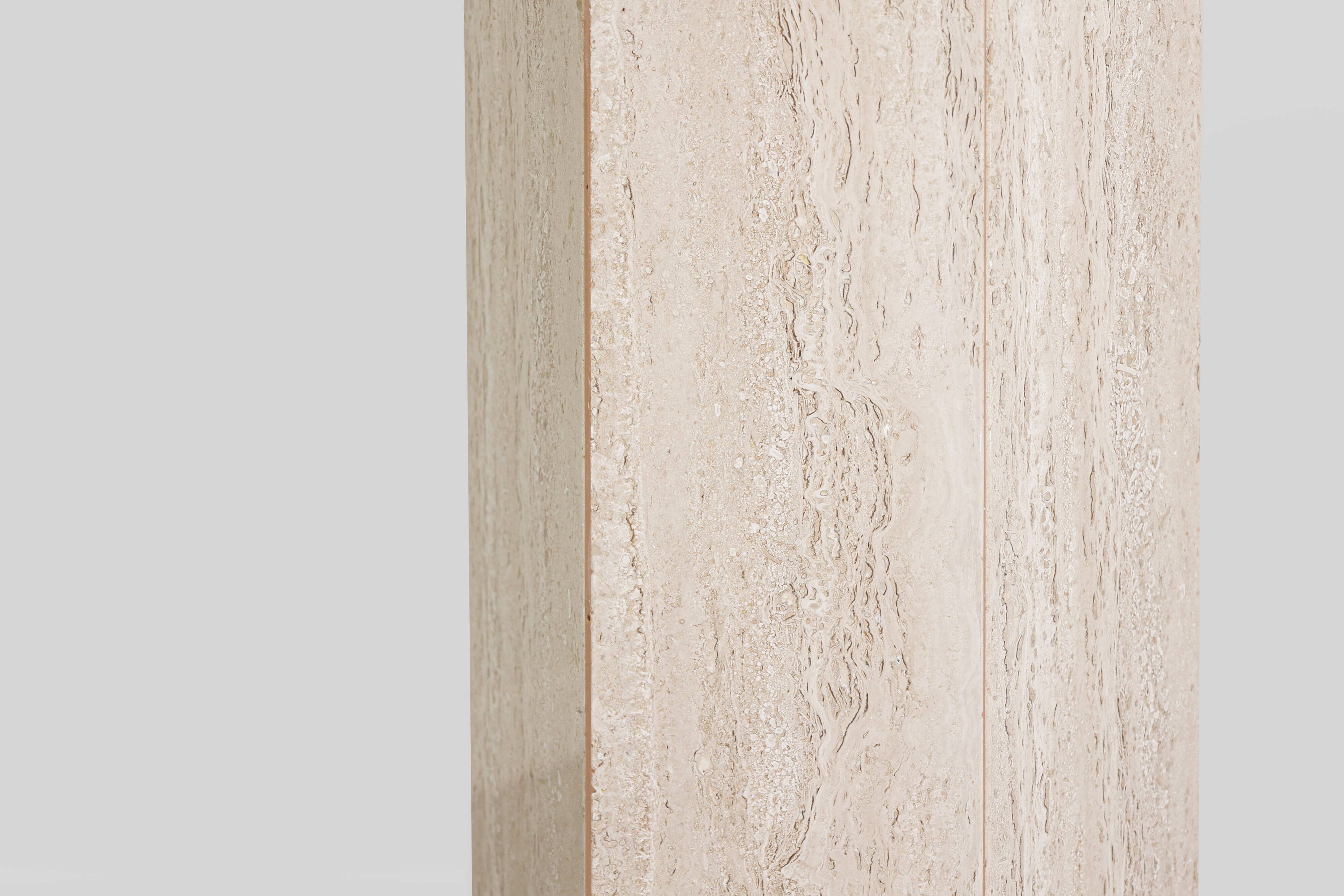 Vintage Travertine Pedestal, 1980s.