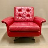 Red leather armchair design 1950