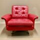 Fauteuil cuir rouge design 1950