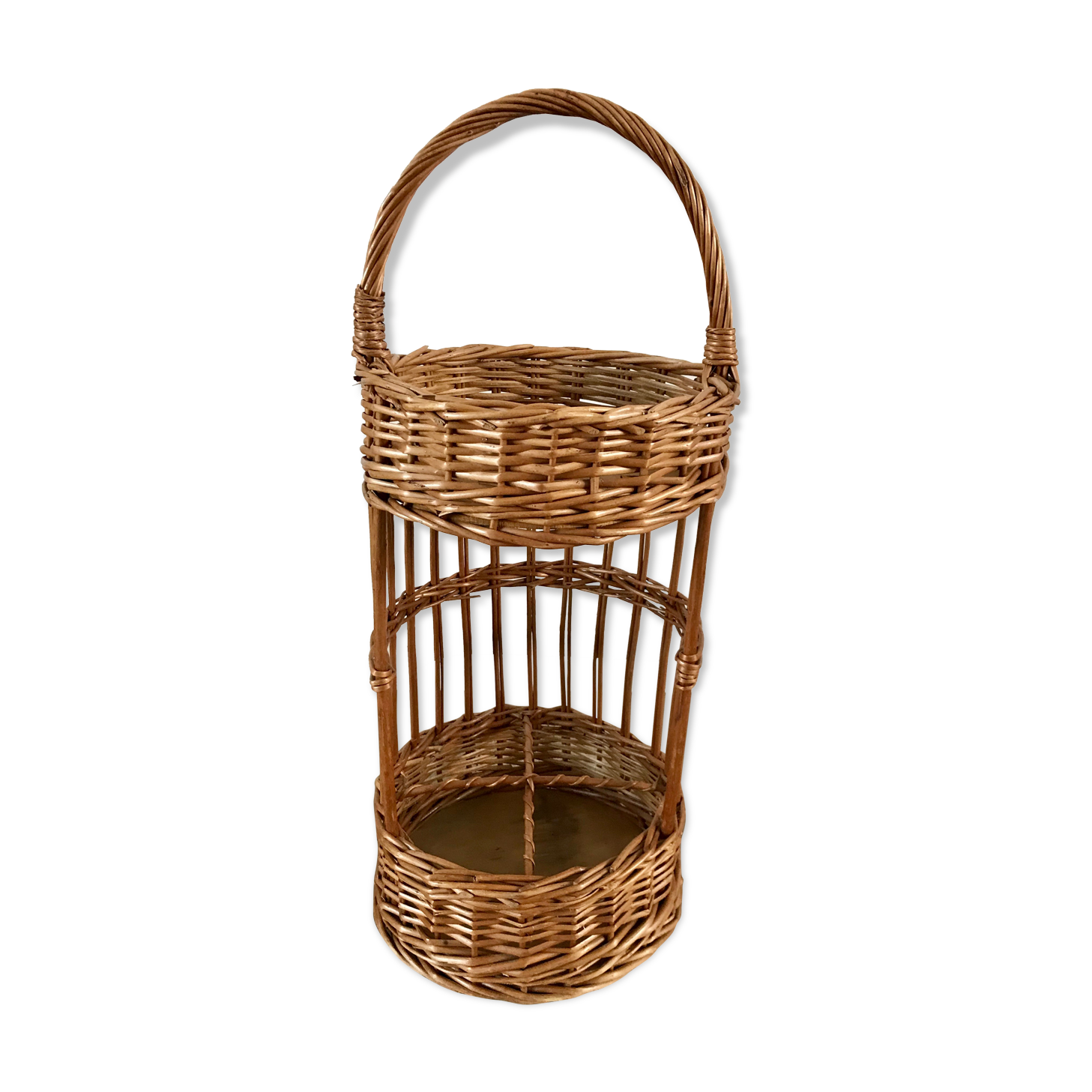 Wicker rattan bottle holder 50s-60s