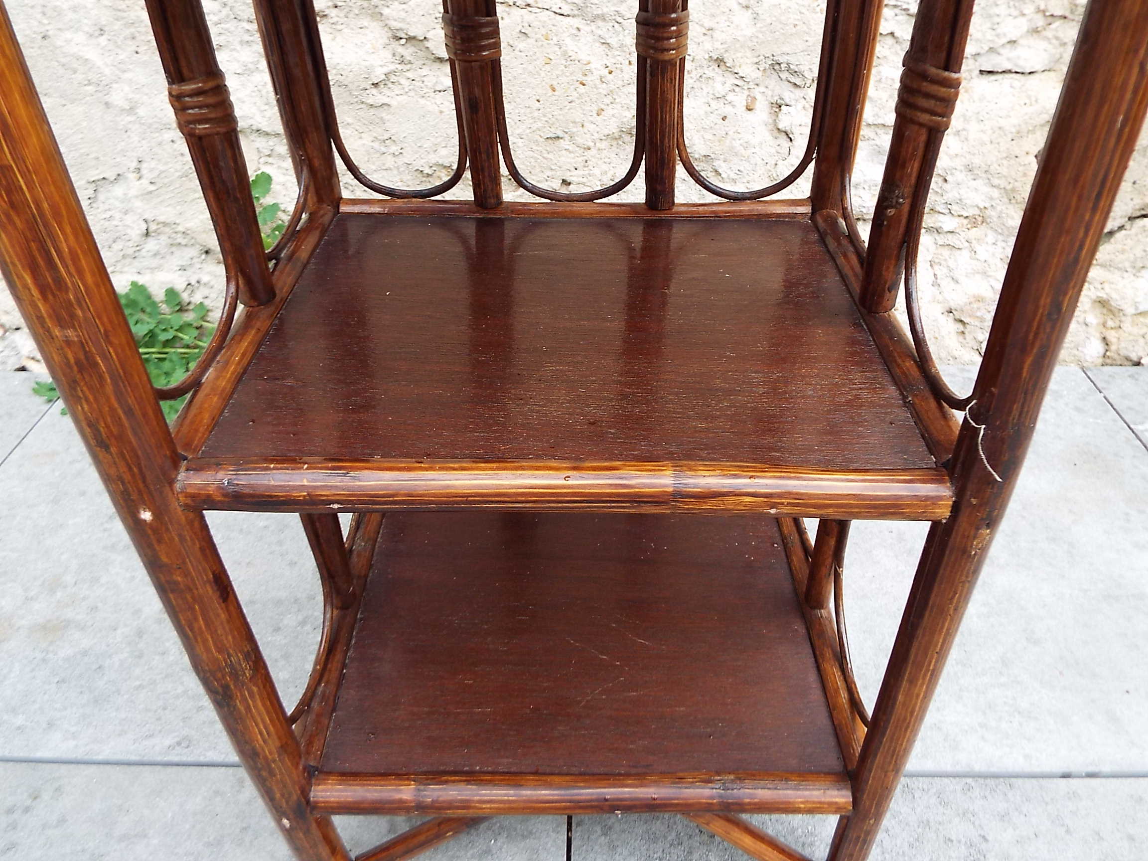 Rattan and bamboo bedside shelf