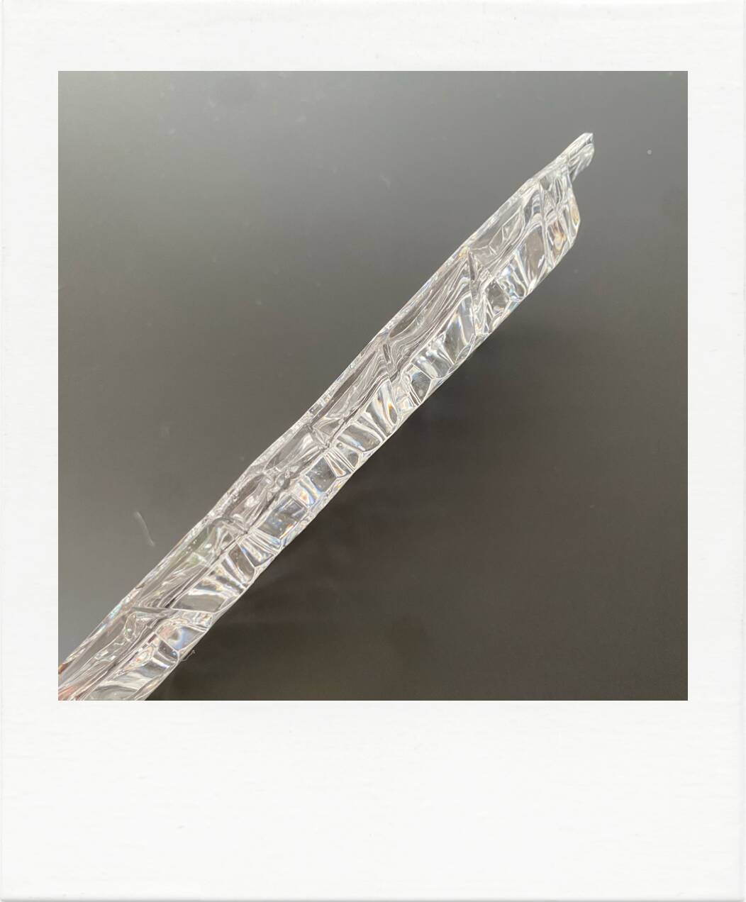 Small chiseled glass dish