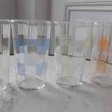 Set of 4 large colored water glasses 70s