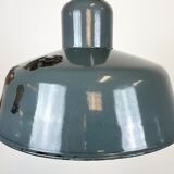 Industrial grey enamel pendant lamp from siemens, 1950s