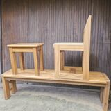 Maison regain set of 3 pieces in solid elm from the 70s and 80s.