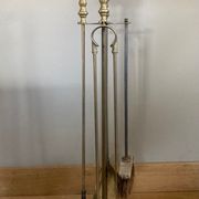 Servant of brass fireplace period mid-twentieth century, Pic shovel, claw pliers ..