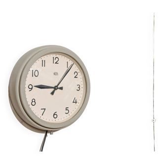 Gray industrial nufa wall clock 220v / 110v - dutch design made in the 1960s - diameter 32cm