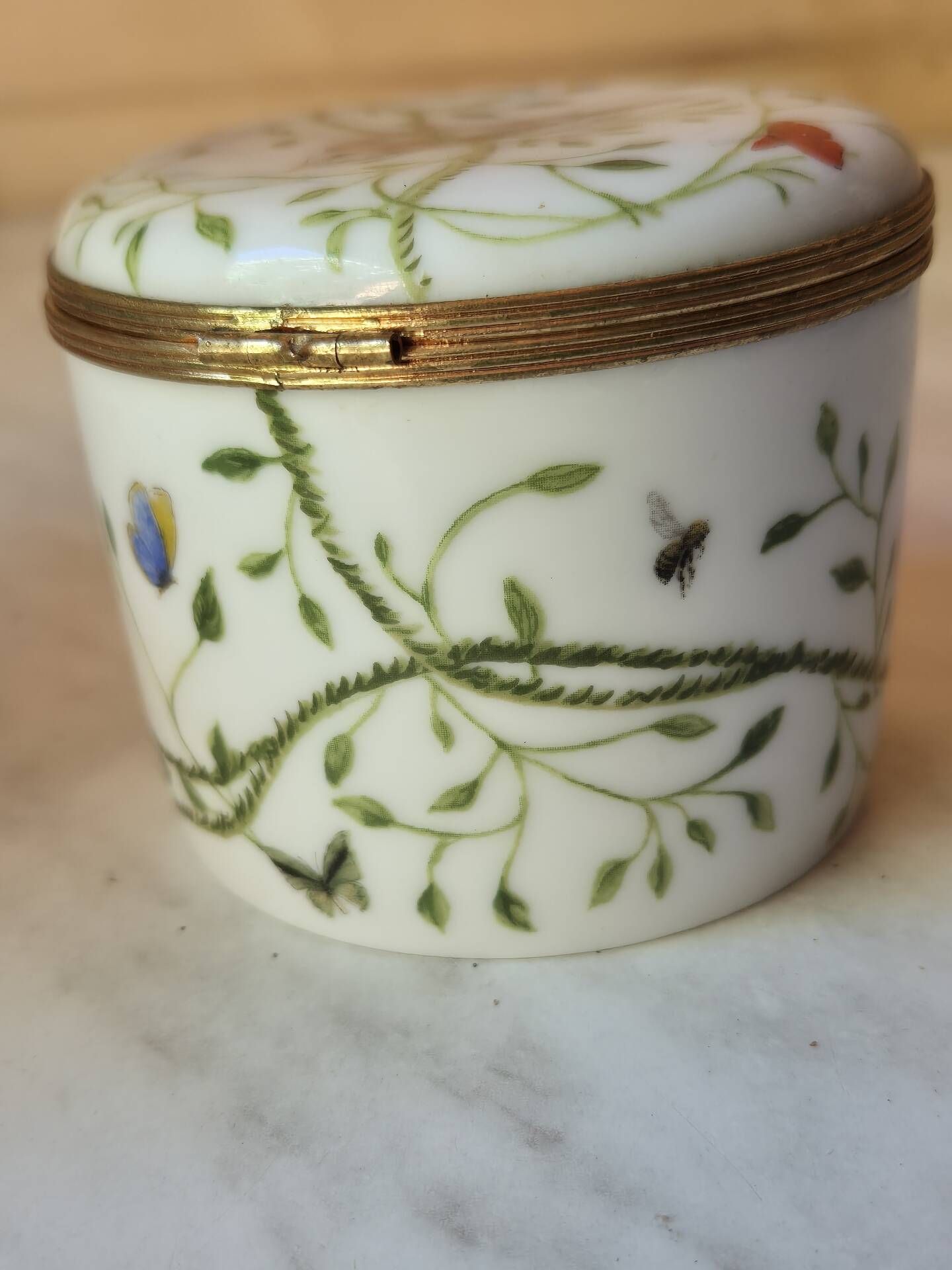 Vintage Raynaud Limoges Porcelain Box with Birds & Floral Decoration