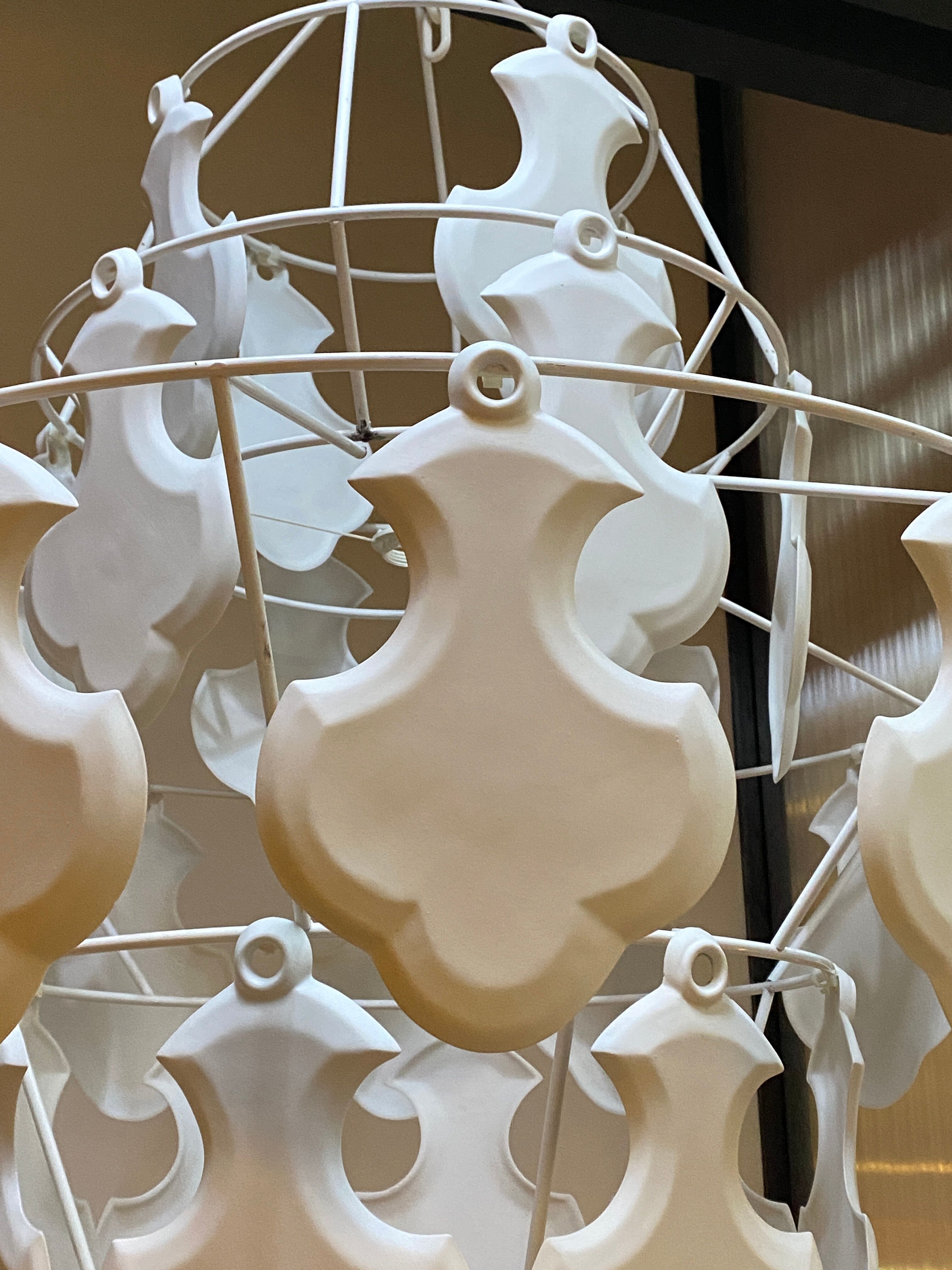 Virebent lithophane chandelier with tassels