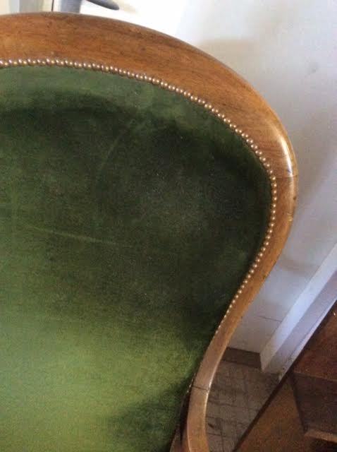 Voltaire with green velvet seat