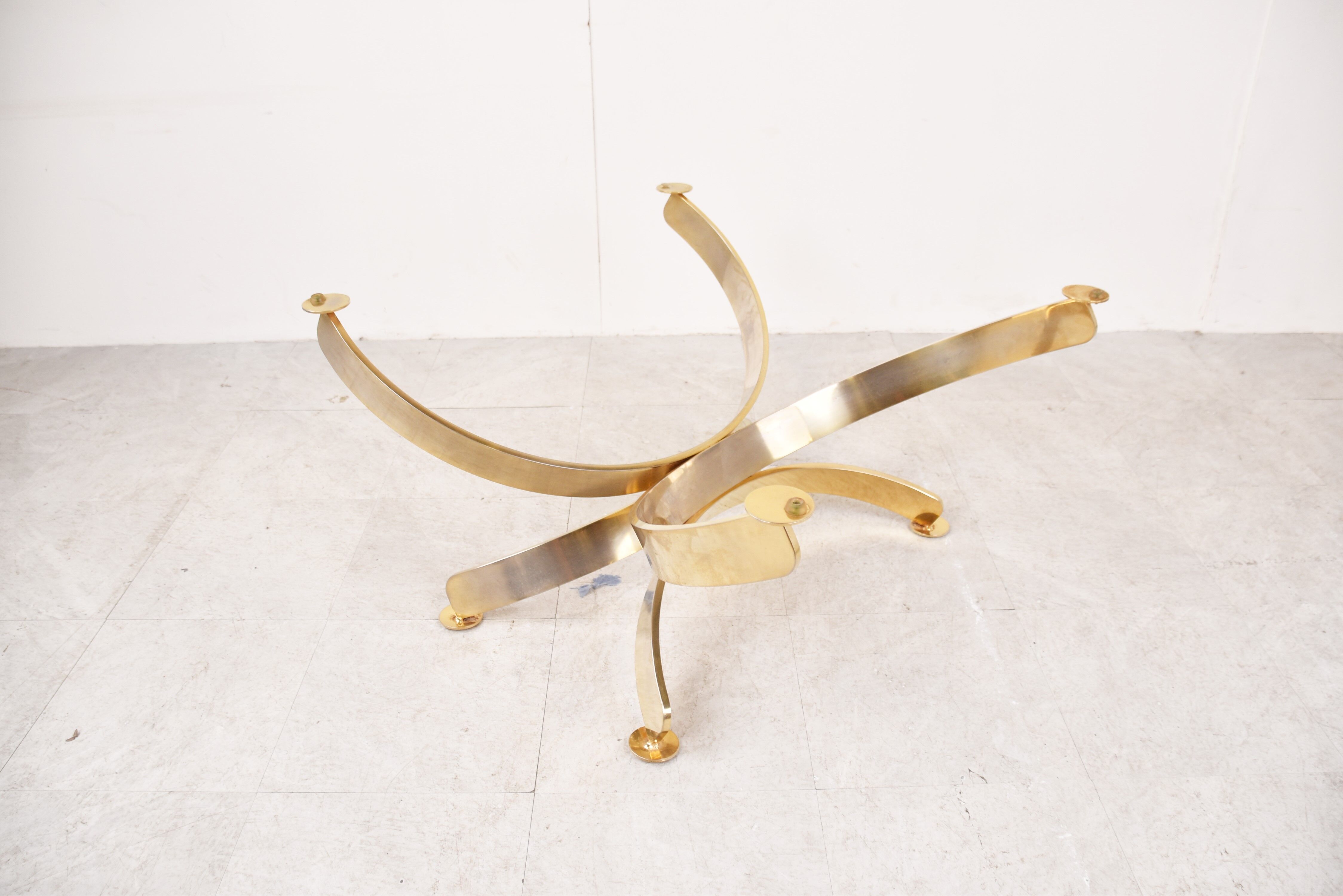 Brass and smoked glass italian coffee table, 1970s