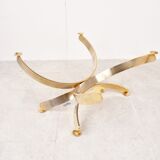 Table basse italienne en laiton et verre fumé, années 1970