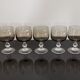 9 glasses of white wine on vintage stand Luminarc Smoked Black