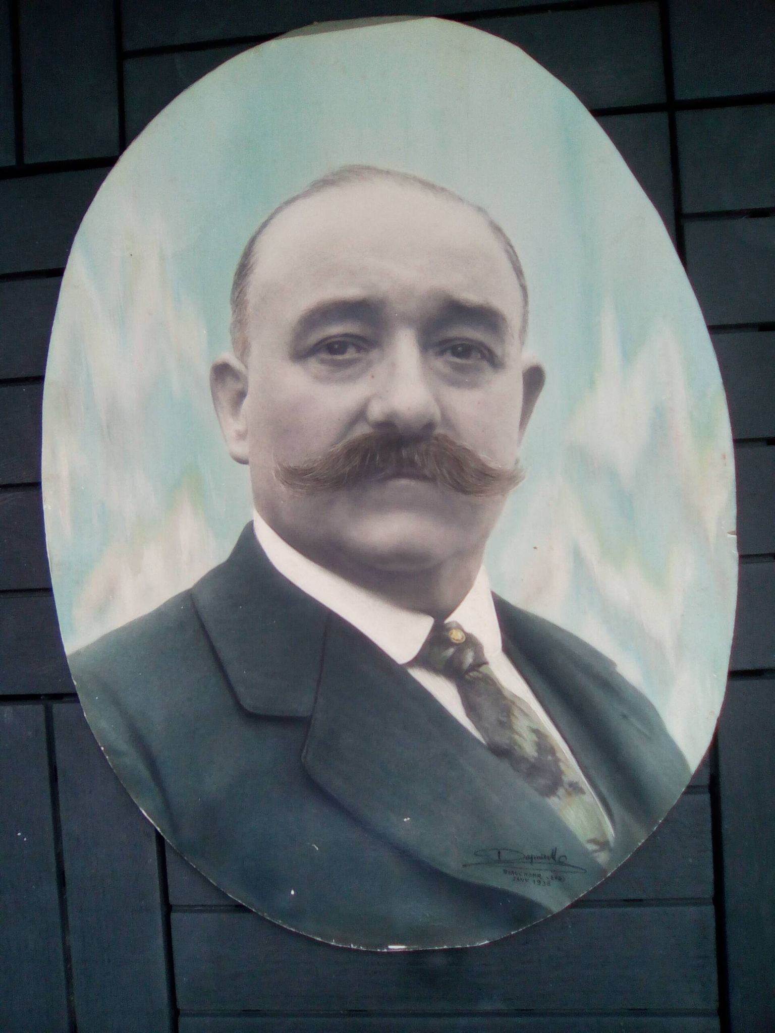 Old photo, large oval portrait 1936