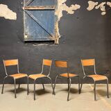 Set of Mulca school chairs patinated graphite.