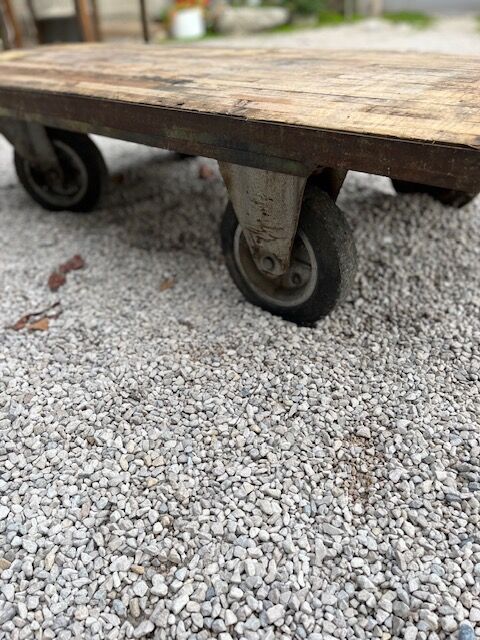 Industrial trolley 1940/1950 metal and wood