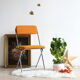 Folding chair in chrome metal and orange fabric 1970
