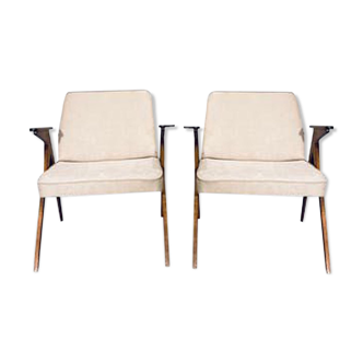 Pair of vintage armchairs Bunny by J. Chierowski 1960