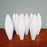 Set of 3 Scandinavian white opaline pendant lights, 1960s