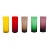 Set of coloured glasses, Italian design, 1960s, made in Italy