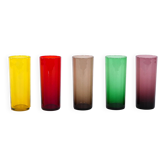 Set of coloured glasses, Italian design, 1960s, made in Italy