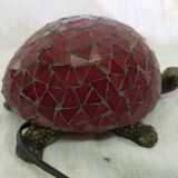 Glass turtle lamp mosaic cast iron Red watcher Brocanteespritdantan