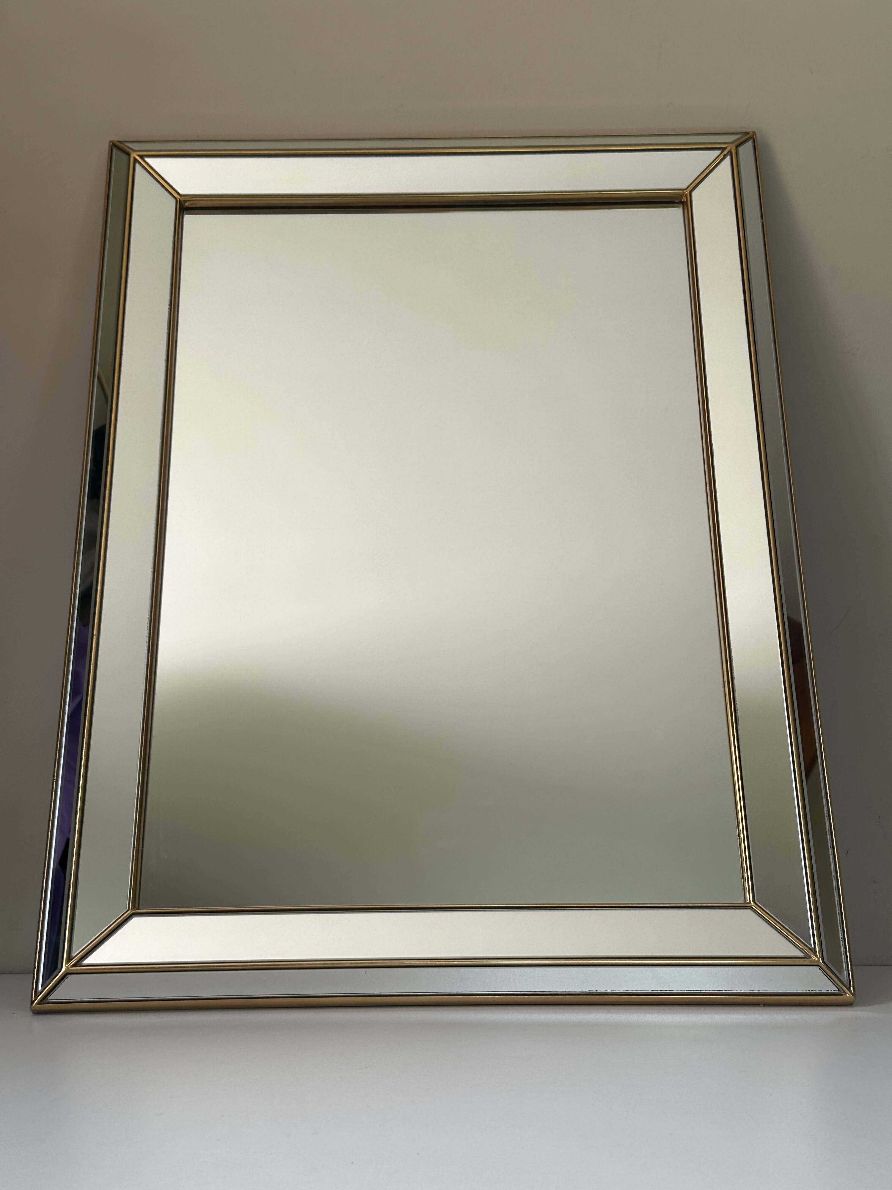 Mirror with glazing beads, Deknudt design, Belgium, 1970s