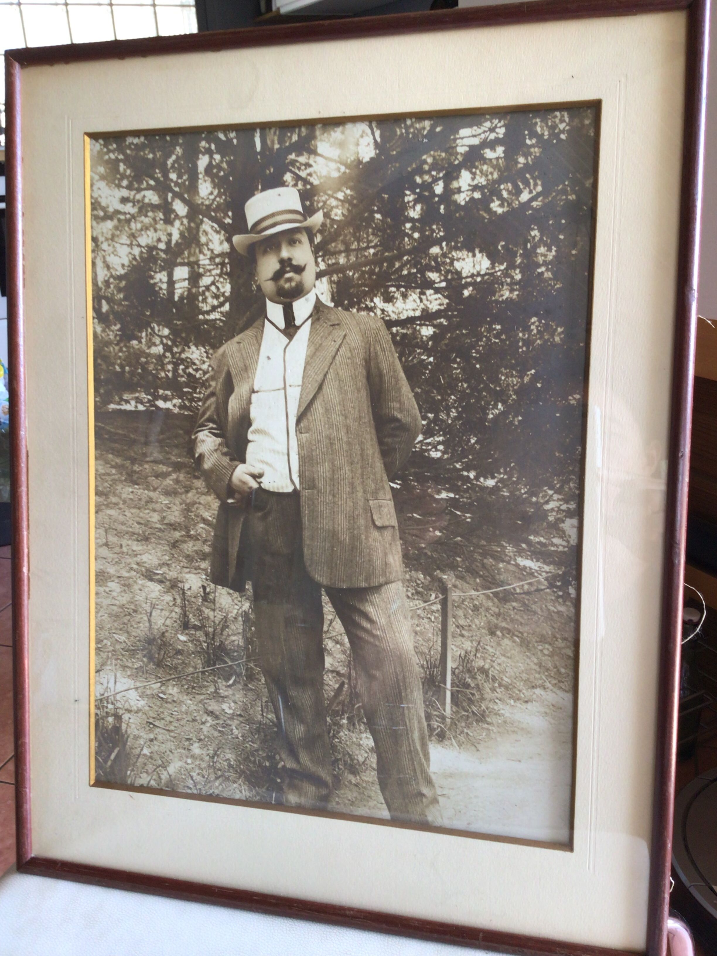 Sepia photo Elegant man circa 1910 framed