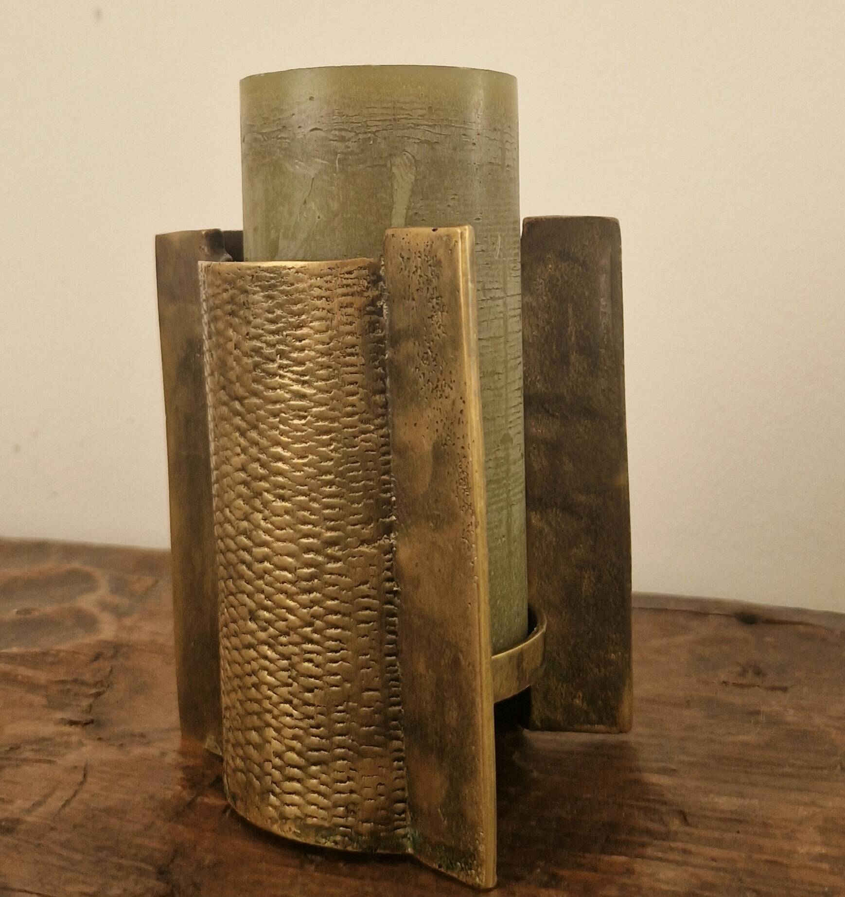 Bougeoir brutaliste'60-'70  en bronze ciselé
