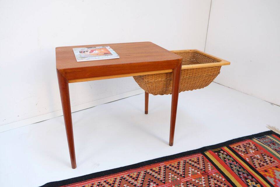 Mid-20th century Danish sewing table/side table in teak, Haslev Hansen