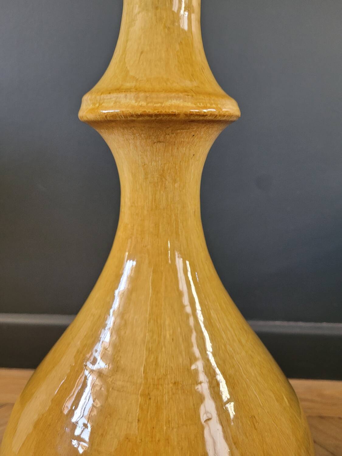 Mustard yellow glazed ceramic lamp base